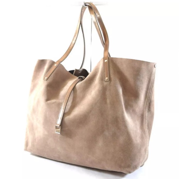 Tiffany & Co. Handbags - TIFFANY & CO Reversible Tote Bag Leather Champagne Gold Suede